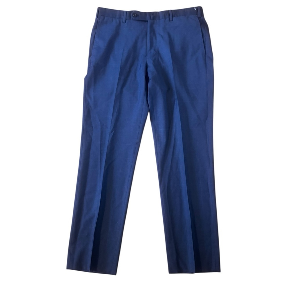Incotex Pants Mens 34x30 Navy Gingham Plaid Slowear S120s Wool Standard Portugal